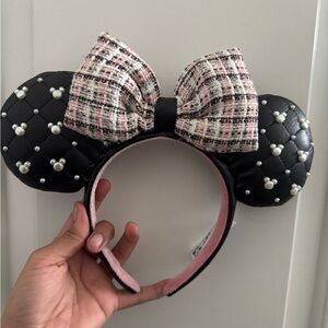 Disney Parks Tweed & Pearl Pink/Black Minnie Ears